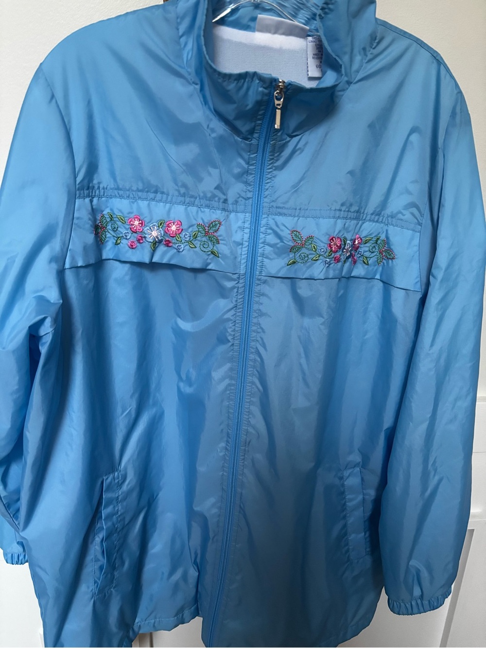 Blair Light Blue Embroidered Utility Windbreaker Jacket